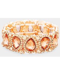 Fashnzfab - Teardrop Rhinestone Trim Stretch Evening Bracelet Peach, Rose - Lyst