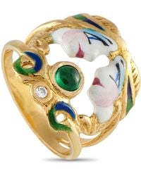 LB Exclusive - 18K Diamond, Emerald And Enamel Ring Mf09-072325 - Lyst