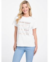 Guess - Halie Crewneck Rhinestone Tee - Lyst