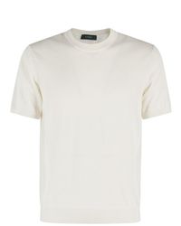 Zanone - Short-Sleeve Cotton Sweater With Ribbed Trims - Lyst