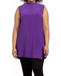 Sympli - Sleeveless Mock Neck Slit Tunic Top - Lyst