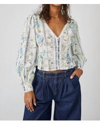 Free People - Blossom Eyelet Top In White Combo - Lyst