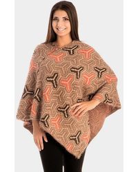 TRUEDAMES - Patterned V-Neck Poncho - Lyst