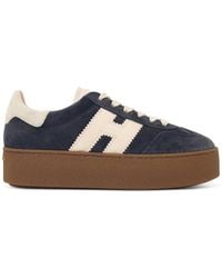 Hogan - Suede Sneakers With Leather Insert And Platform Sole - Lyst