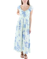 Free People - Floral Print Cotton Midi Dress - Lyst