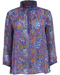 Ba&sh - Floral-Print Mock Neck Blouse - Lyst