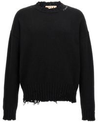 Marni - Destroyed Effect Twisted Crewneck Sweater - Lyst