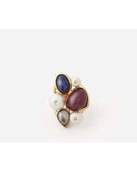 Avenue Chic - Temple Muse Gemstone And Pearl Statement Ring - Lyst