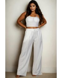 TRUEDAMES - Plus Size Bustier Crop Cami Top & Slant Pocket Straight Pants - Lyst