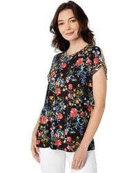 Johnny Was - Floral Kashim Relaxed Bamboo Knit Tee Short Sleeves Top - Lyst