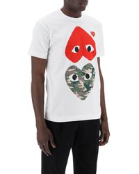 COMME DES GARÇONS PLAY - Round-neck T-shirt With Double Heart Print - Lyst
