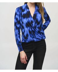 Joseph Ribkoff - Abstract Print Faux Wrap Blouson Top - Lyst