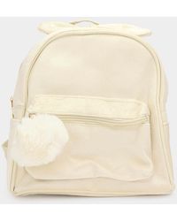 Fashnzfab - Bow Pointed Solid Faux Fur Pom Pom Backpack Bag - Lyst