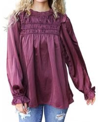 Haptics - Mock Neck Satin Long Sleeve Blouse - Lyst