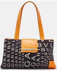 BVLGARI - /orange Printed Fabric And Leather Small Tote - Lyst