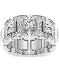 Pompeii3 - 4ct Princess Cut Diamond 10mm Wide Ring Wedding Band Lab Grown - Lyst