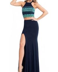Rachel Allan - Beaded Jersey Two-Piece Evening Gown - Lyst