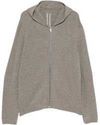 Rick Owens - Textured Knit Zipped Hoodie With Ribbed Details - Lyst
