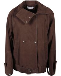 IRO - Double-Breasted Leather Jacket With Belted Waist - Lyst