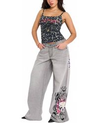 Ed Hardy - Skull Flame Baggy Jeans - Lyst