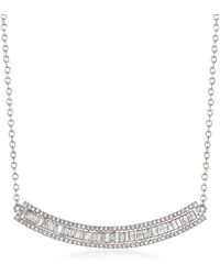 Ross-Simons - Baguette And Round Diamond Curved Bar Necklace - Lyst