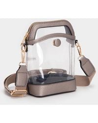 Fashnzfab - Solid Faux Leather Transparent Crossbody Bag - Lyst