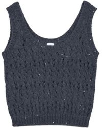 Eleventy - Alpaca-Blend Openwork Lamé Cropped Top - Lyst