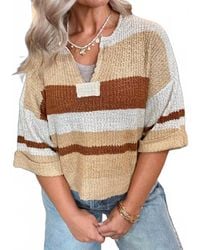 Eesome - Coco Striped 3/4 Sleeve Sweater - Lyst