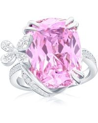 Suzy Levian - Sterling Gala Firework Elongated Cushion Cut Aqua & Cubic Zirconia Butterfly Ring - Lyst