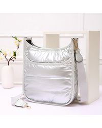 Fashnzfab - Solid Quilted Shiny Puffer Crossbody Bag - Lyst
