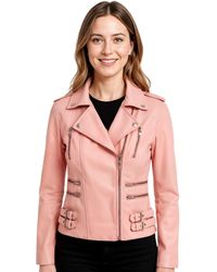 Infinity Leather - Leather Tan Brando Biker Jacket-Constantia - Lyst