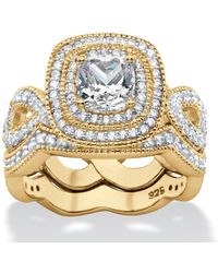 Palmbeach Jewelry - 1.92 Tcw Cubic Zirconia 14K Plated .925 2 Piece Halo Bridal Ring Set - Lyst