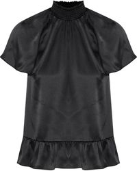 Rachel Zoe - Harbor High Smocked Neckline Ruffled Silk Blouse - Lyst