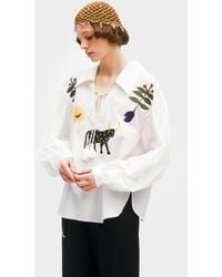 Sleeper - Mystic Appliquéd Cotton Blouse - Lyst