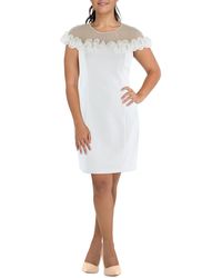 Adrianna Papell - Rosette Ruffled Midi Cocktail And Party Dress - Lyst