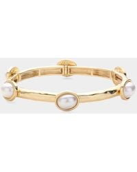 Fashnzfab - Pearl Cluster Pointed Stretch Bracelet Cream - Lyst