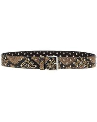 Dries Van Noten - Python-Print Leather Belt With Studded Design - Lyst