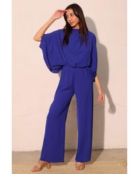TRUEDAMES - Textured Solid Mock Neck Caftan Jumpsuit - Lyst