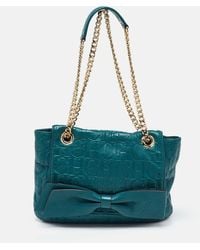 CH by Carolina Herrera - Monogram Embossed Leather Bow Shoulder Bag - Lyst