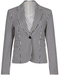 Liu Jo - Gingham Pattern Fitted Jacket With Notched Lapel - Lyst