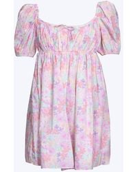For Love & Lemons - Kennedy Floral-print Open-back Cotton-poplin Mini Dress - Lyst