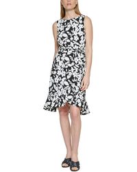 Calvin Klein - Floral Print Knee-length Wear To Work Dress - Lyst