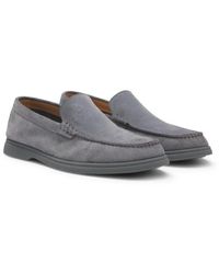 BOSS - Suede Loafers With Contrast Outsole - Lyst