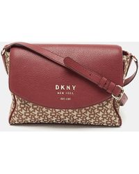 DKNY - Burgundy/beige Signature Canvas And Leather Noho Shoulder Bag - Lyst