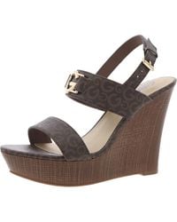 GBG Los Angeles - Dafna Buckle Faux Leather Wedge Sandals - Lyst