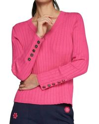 Vilagallo - Cuello Jersey V Neck Ribbed Top - Lyst