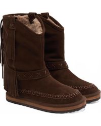 Free People Faye Fringe Pull On Boots in Brown | Lyst