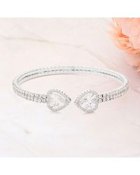 Fashnzfab - Cz Teardrop Stone Pointed Tip Rhinestone Paved Cuff Bracelet Clear - Lyst