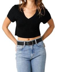 Olivaceous - Alana Cropped V Neck Tee - Lyst
