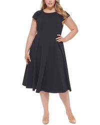Calvin Klein - Plus Cap Sleeve Long Midi Dress - Lyst